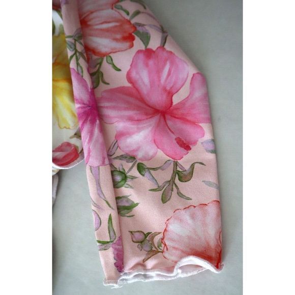 LoveShackFancy x Hurley HLSFR100 Women's Sz L Hibiscus Cropped L/S Rashguard $85 - Picture 5 of 8